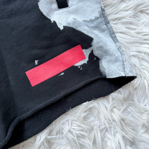 Off-White Liquid Spots Shorts Pullon Sweat Gym Workout Streetwear Athletic Rare - Picture 2 of 10